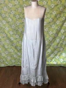 Antique 1920s Soft Blue Slip Dress Maxi Ruffles Small Lingerie Undergarment - Picture 1 of 8