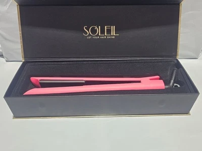 Soleil Metallic Rubberized Hair Straightener Pink - Image 1 of 4