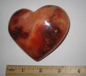 3.5" POLISHED BEAUTIFUL NATURAL CARNELIAN STONE MINERAL HEART MADAGASCAR 282.6g - Picture 1 of 7