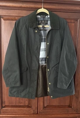 Barbour  Womens Green Waxed Jacket Tartan US 12 Size Large With Barbour Pin - Image 1 of 4