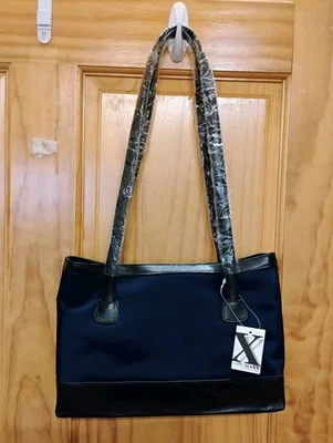 Purse Maxx New York Blue Nylon With Black Leather Trim Tote Shoulder Bag NWT New - Image 1 of 4