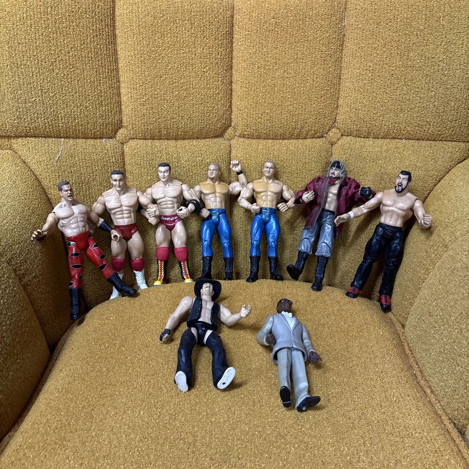Lot of 9 WWE WWF WCW Action Fig Chris Benoit Steve Blackman Clarence Mason Jakks - Image 1 of 4