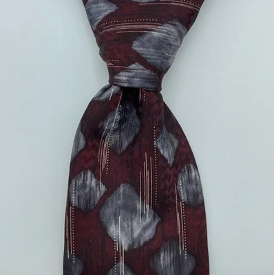 Gravata masculina abstrata marrom poliéster Don Loper 3,75 vintage clássica EUA - Imagem 1 de 3