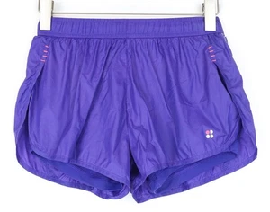 SWEATY BETTY XS lila Gym Shorts Damen Lagenlook Logo Pull-On Activewear * - Bild 1 von 6