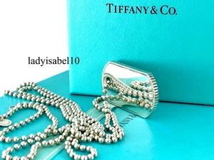 Collana con perline 20" Tiffany & Co da uomo bordo moneta cane tag argento sterling con sacchetto - Foto 1 di 9