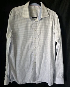 eton contemporary 44 17.5 Shirt Blue Check - Picture 1 of 5