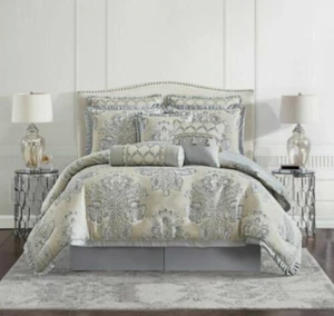 Croscill Loretta Linen 4pc King Comforter Two Shams Bedskirt Bed Set NIP - Picture 1 of 4