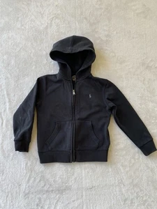 Polo Ralph Lauren Kids Full Zip Hoodie Black Size 6 Gray Pony Logo - Picture 1 of 9
