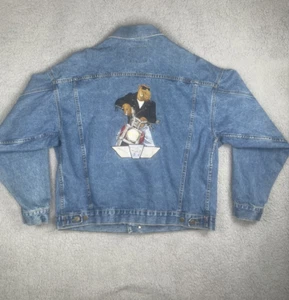 Vintage Joe Camel Jacket Mens XL Blue Denim Biker Embroidered Motorcycle Jean - Picture 1 of 8