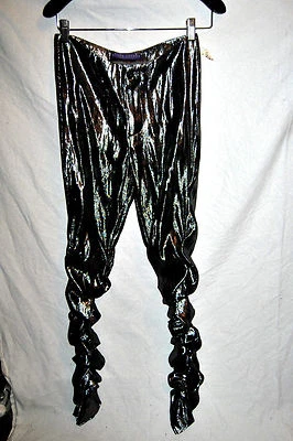 罕见 Ralph Lauren 紫色标签黑色银色金属透明紧身裤新品 — 第 1/4 张图片