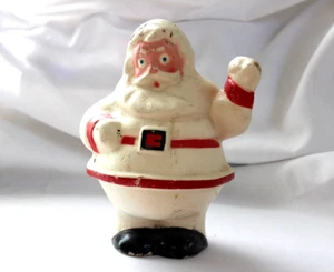 Vintage Santa Candy Container Paper Mache Pulp Blue Eyes Christmas 1950's - Picture 1 of 8
