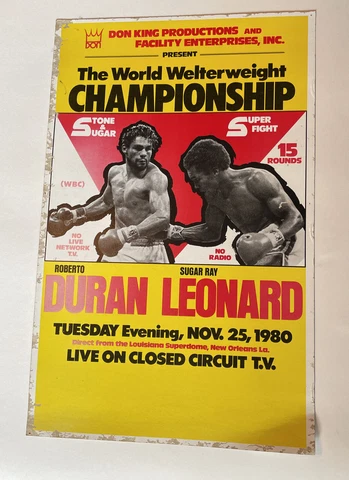 World welterweight championship poster Sugar ray Leonard Roberto Duran 1980 Cover