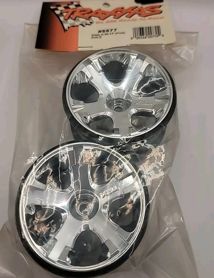 Traxxas Front Black Chrome Wheels All Star 2.8" Jato Rustler 5577 - Image 1 of 1