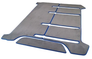 Gastraum-matte passend für VW T4 Multivan Schiene 2tlg Hochflorvelours GRAU/Blau - Bild 1 von 14