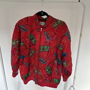 1980s Westbound Silky Flag Bomber Jacket Size M - Picture 1 of 8