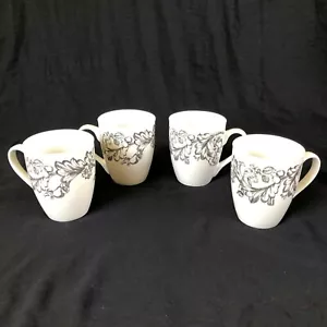 Royal Norfolk Greenbrier International, Inc. Coffee Mugs Black Toile Print 4 - Picture 1 of 7