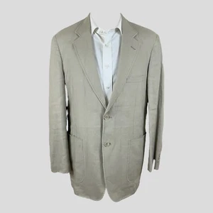 Alan Flusser Sport Coat Blazer Mens M Beige Linen Two Button Unstructured - Picture 1 of 8