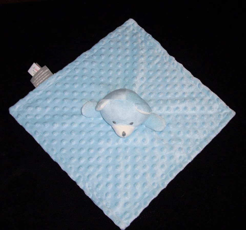 Manhattan Kids Blue Puppy Dog Baby Blanket Soft Minky Dot Security Lovey - Image 1 of 1