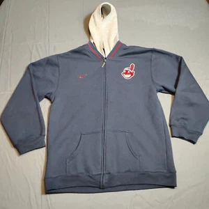 Giacca con cappuccio e zip Cleveland Indians Nike giovane XL blu navy capo Wahoo Guardian - Foto 1 di 12