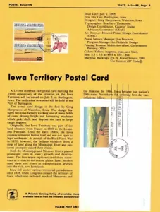 #UX123 15c Iowa Territory Postkarte Postal Bulletin gebunden mit FD - Bild 1 von 1