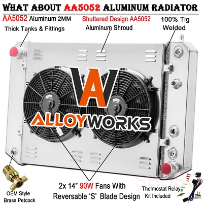 3-Row Radiator Shroud Fan For 91-2002 Chevy C60 C7500 Kodiak GMC C6500 Topkick - Image 1 of 4