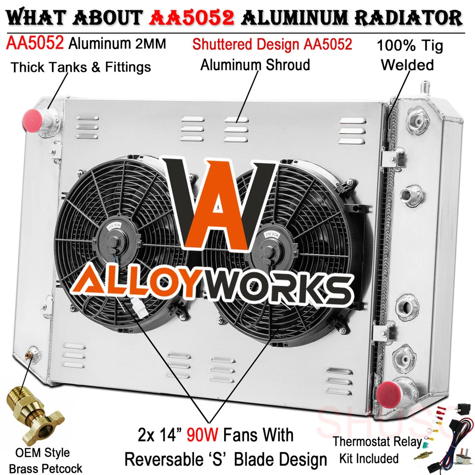 3 Row Radiator Shroud Fan For 1991-2002 Chevy C60 C7500 Kodiak GMC C6500 Topkick - Image 1 of 4