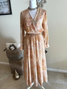 Abito a maniche lunghe Kate and Lily da donna marrone/arancio ruggine floreale/paisley - taglia 6 - Foto 1 di 9