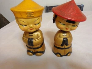 Vintage CDGC Paar asiatische weibliche männliche Mandarine Wackelköpfe - Japan - Bild 1 von 4