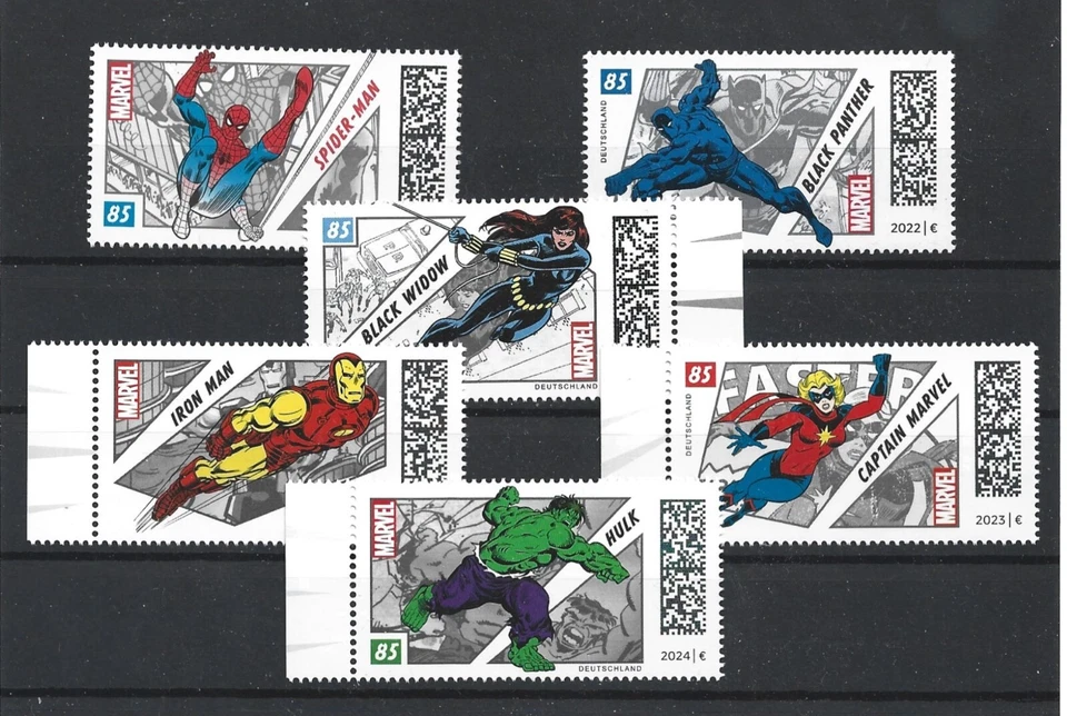 Germany 22,23,24 Marvel heroes Ironman Spiderman B.Panther Cap M. Hulk,Widow MNH - Image 1 of 1
