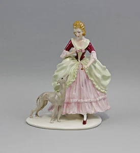 9941799-d Ens Porzellan Figur Thüringen Rokoko-Dame mit Windhund H22cm - Picture 1 of 3