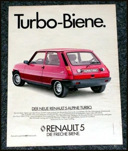 Renault 5 Alpine Turbo, originale Werbung aus 1982...............Turbo Biene - Picture 1 of 2