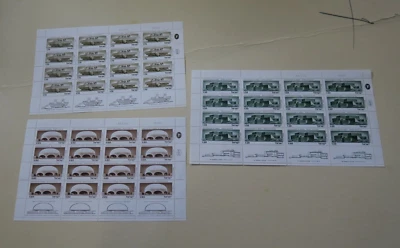 3 Full Sheet MNH Architecture in Israel Unhinged with Tabs Mint 16 Stamps Each - Image 1 of 4