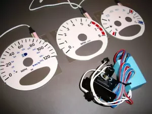 Fits 00 01 02 03 Chrysler PT Cruiser White and Pink Face Glow Cluster Gauges Kit - Picture 1 of 11