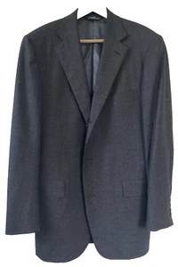 POLO Ralph Lauren Sz 41L Vtg 80s 90s 3 Roll 2 Gray Wool Flannel Jacket Blazer - Picture 1 of 15