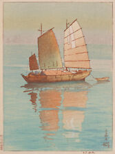 Hiroshi Yoshida - Sailboat Evening Glow (1921) - 17" x 22" Fine Art Print