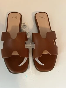 A New Day Women's Sandals, Cognac/Nina Slide Brown Sandals, Size 8. NEW - Picture 1 of 15