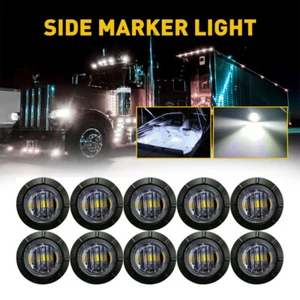 10X White Smoked Round Marker Side lights Truck Trailer 3/4"LED Bullet Light FZ - Foto 1 di 10