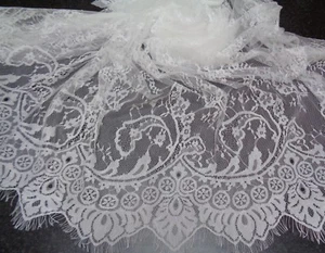ivory soft floral lace fabric eyelash lace border fabric Per Sheet 120cm X158cm - Picture 1 of 10