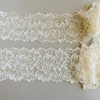 Cinta floral de albaricoque elástico de 2 yardas ribete de encaje/costura/artesanía/novia/2,5" de ancho Foto 1 de 4