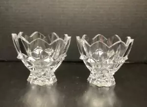 Paar Vintage Mikasa Diamond Point Lotus Kristall Kerzen Windlichter - Bild 1 von 12