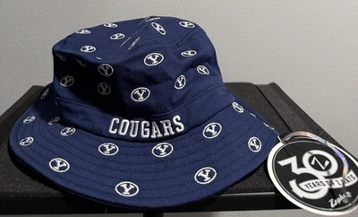 NEW Zephyr BYU Cougars all over print bucket hat size L / XL Navy Blue - Image 1 of 4