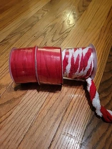 5/8"x 20ft 30ft Red White Fuzzy Ribbon Trim Christmas by Celebrate It 3x - Picture 1 of 5