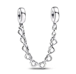 Pandora Linked Hearts Safety Chain Charm S925 ALE - Picture 1 of 6
