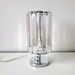 Crystal Glass Table lamp with Chrome Base J Frieda G9 Bulb 27cm x 14cm - Picture 1 of 13