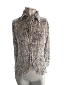 Ryan Michael Damen Shirt Small Elfenbein Viskose Seide Blumen Boho Allover - Bild 1 von 8