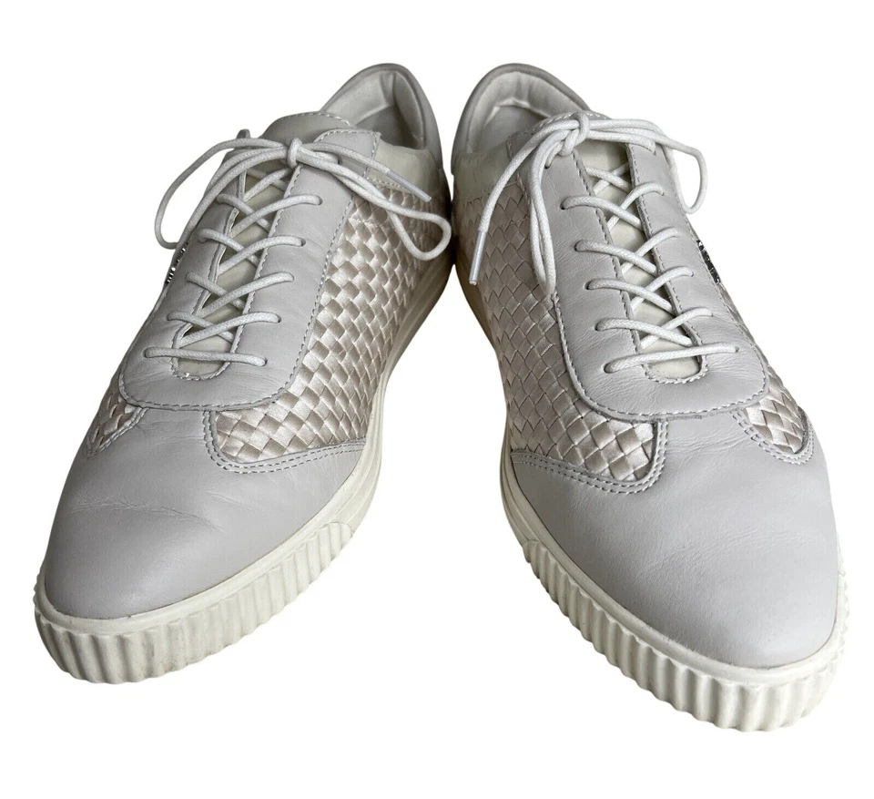 Tenis con cordones Geox Respira para mujer talla 10 de cuero blanco y beige y tejido Foto 1 de 4