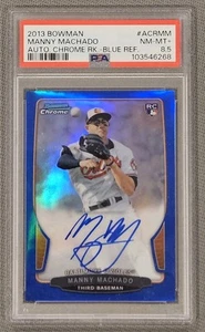 2013 MANNY MACHADO BOWMAN CROMO BLU RIFRATTORE AUTO #ACRMM RC #55/250 PSA 8,5 - Foto 1 di 4