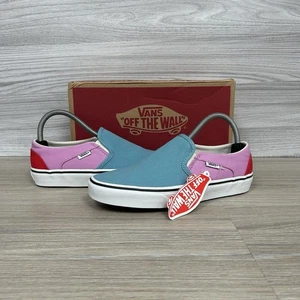 Scarpe Vans slip on taglia 5,5 scarpe da ginnastica color block nuove blu rosa bianco décolleté palestra - Foto 1 di 16