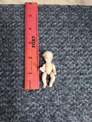 Dollhouse Miniature Porcelain Boy Baby Doll w/blonde hair - Image 1 of 2