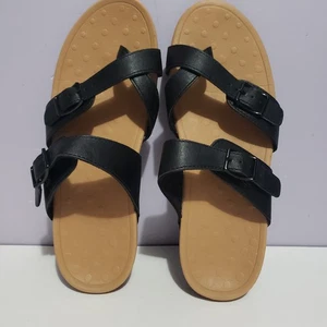 My Soft Sz 10  Black Sandals Slip On Faux Leather Women's - Picture 1 of 8